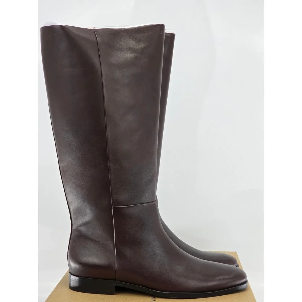 Vince Martell Knee High Boots Women Size 9 Brown Leather Wide Calf - New
